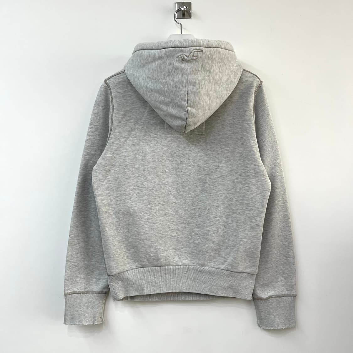 홀리스터 버건디 로고 멜란지그레이 후드티 상품이미지3