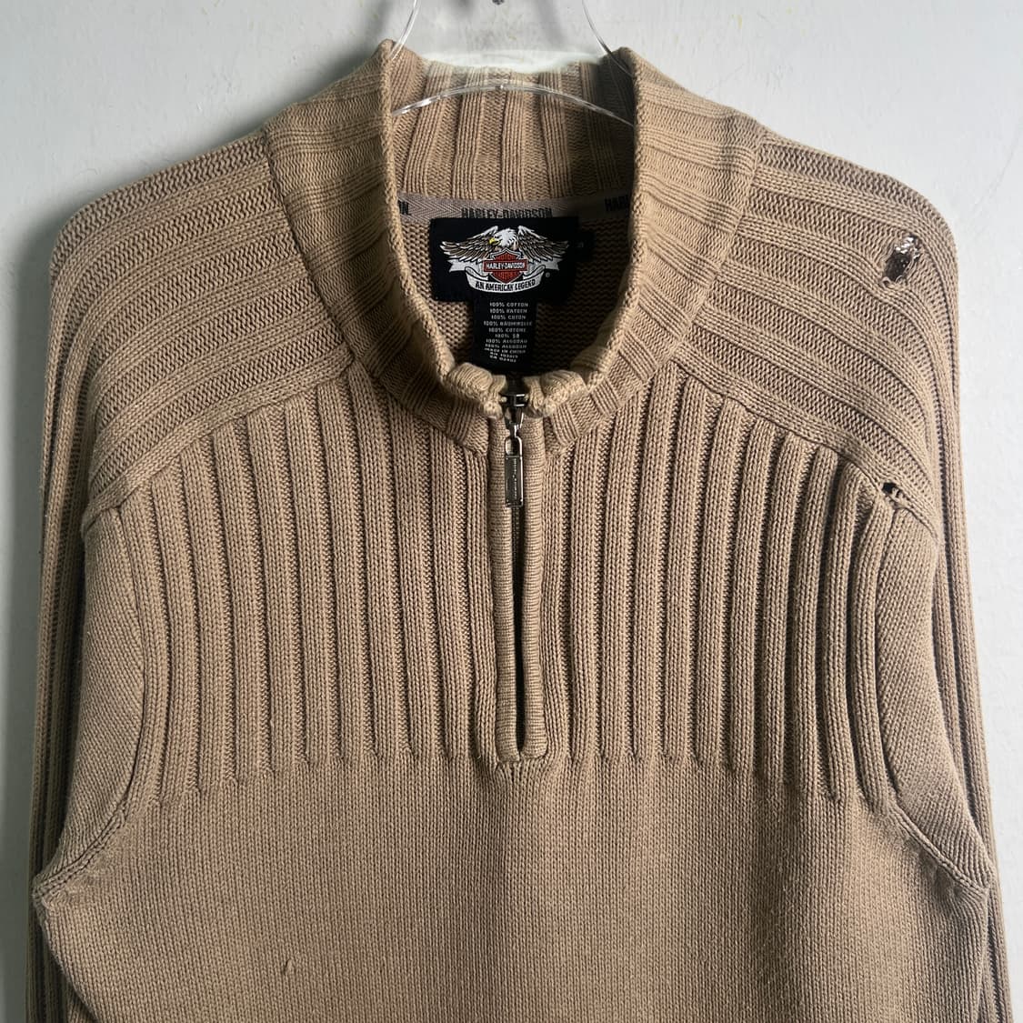 할리데이비슨 베이지 하프 집업 니트 스웨터 S 상품이미지5