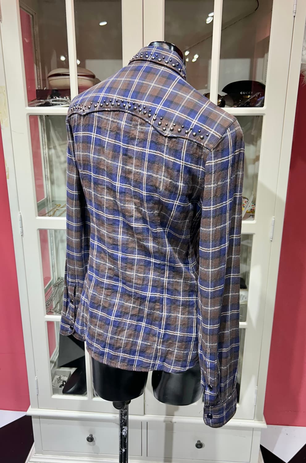 prada check shirt 프라다 스터드 디테일 체크 셔츠 상품이미지2