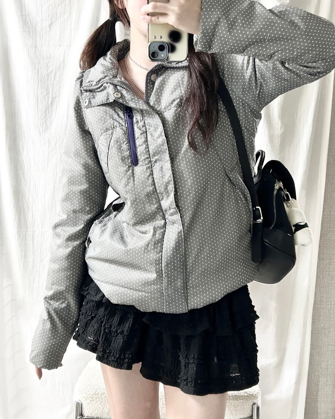 오니츠카타이거 그레이 도트 누빔자켓 상품이미지2
