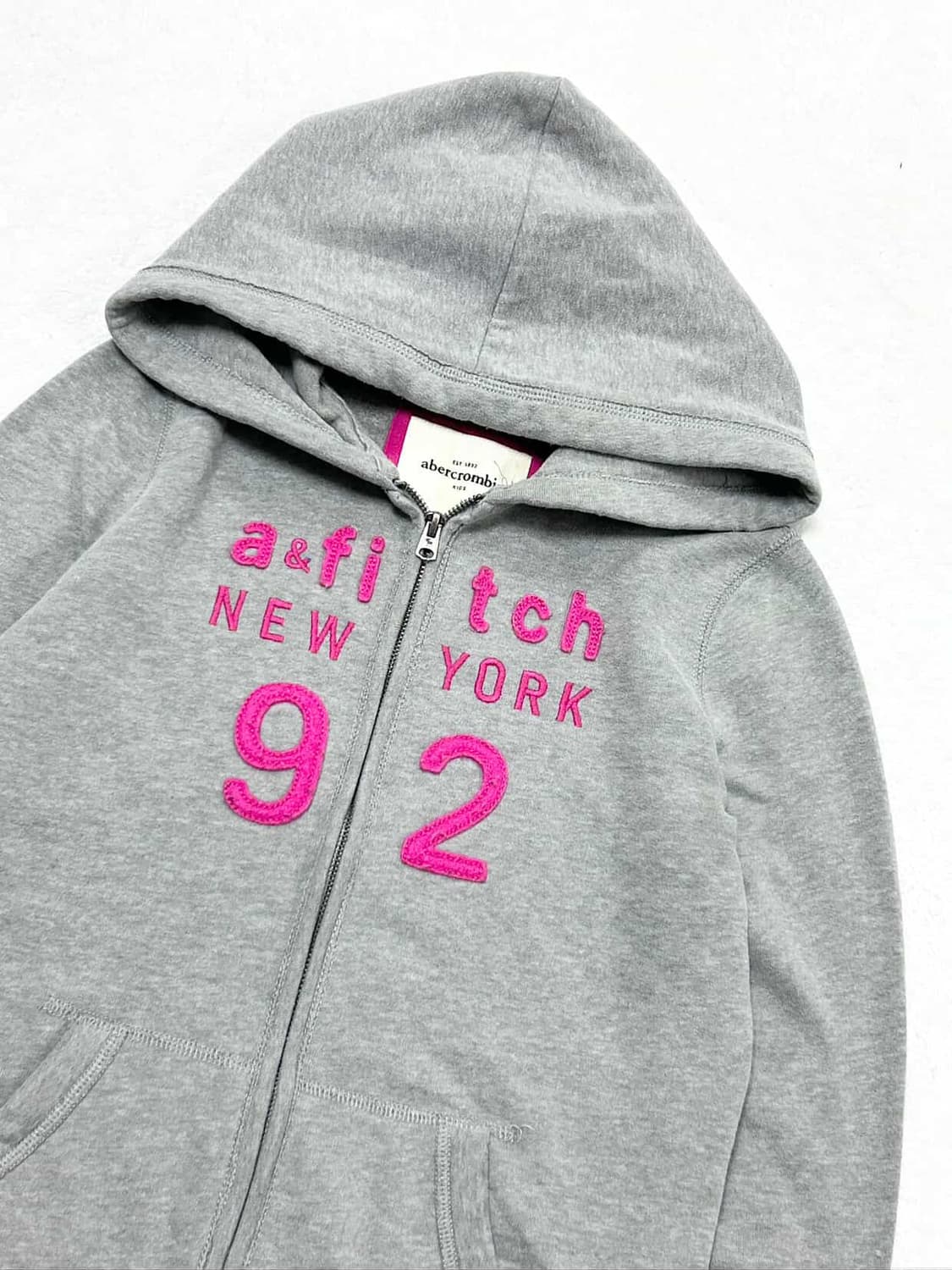아베크롬비 핑크로고 그레이 후드집업 상품이미지6