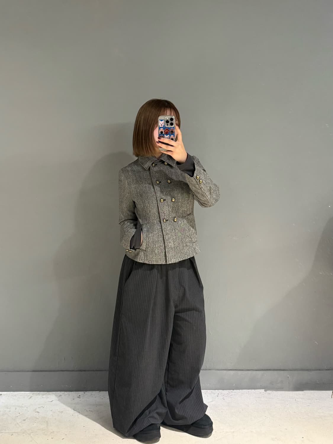 gold double button short jacket 상품이미지1