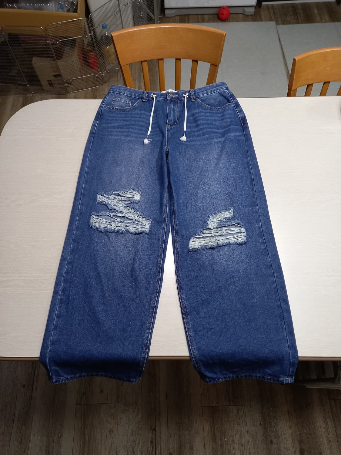 34-35 JS. NEWYORK 워싱 와이드진 찢청 35-259 상품이미지1