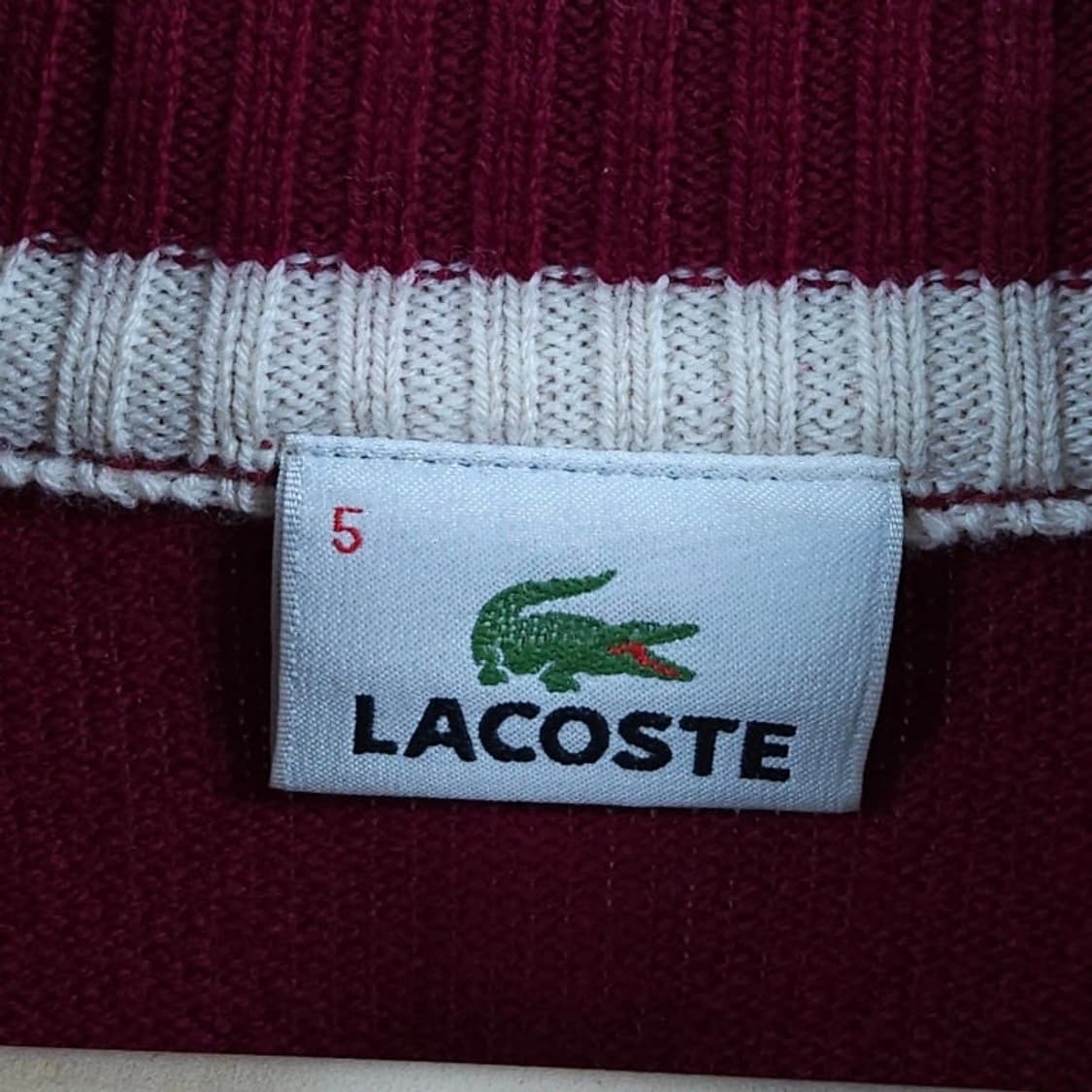 105)Lacoste 라코스테 반집업 니트 버건디 상품이미지4
