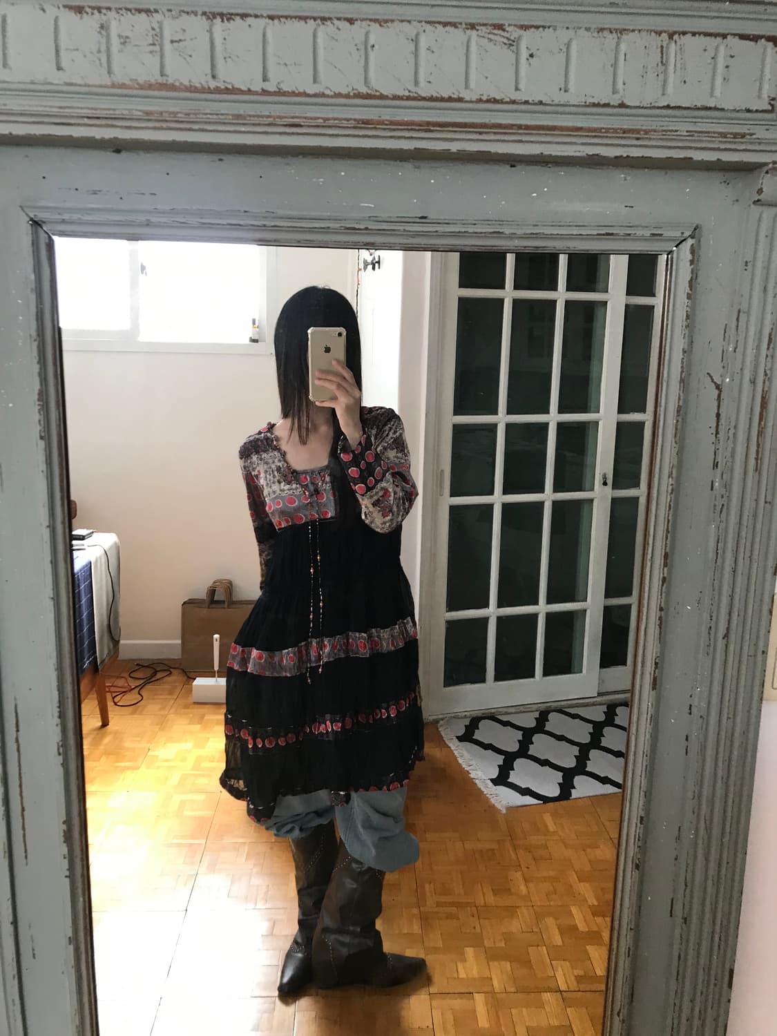 vintage velvet pattern one-piece 상품이미지1