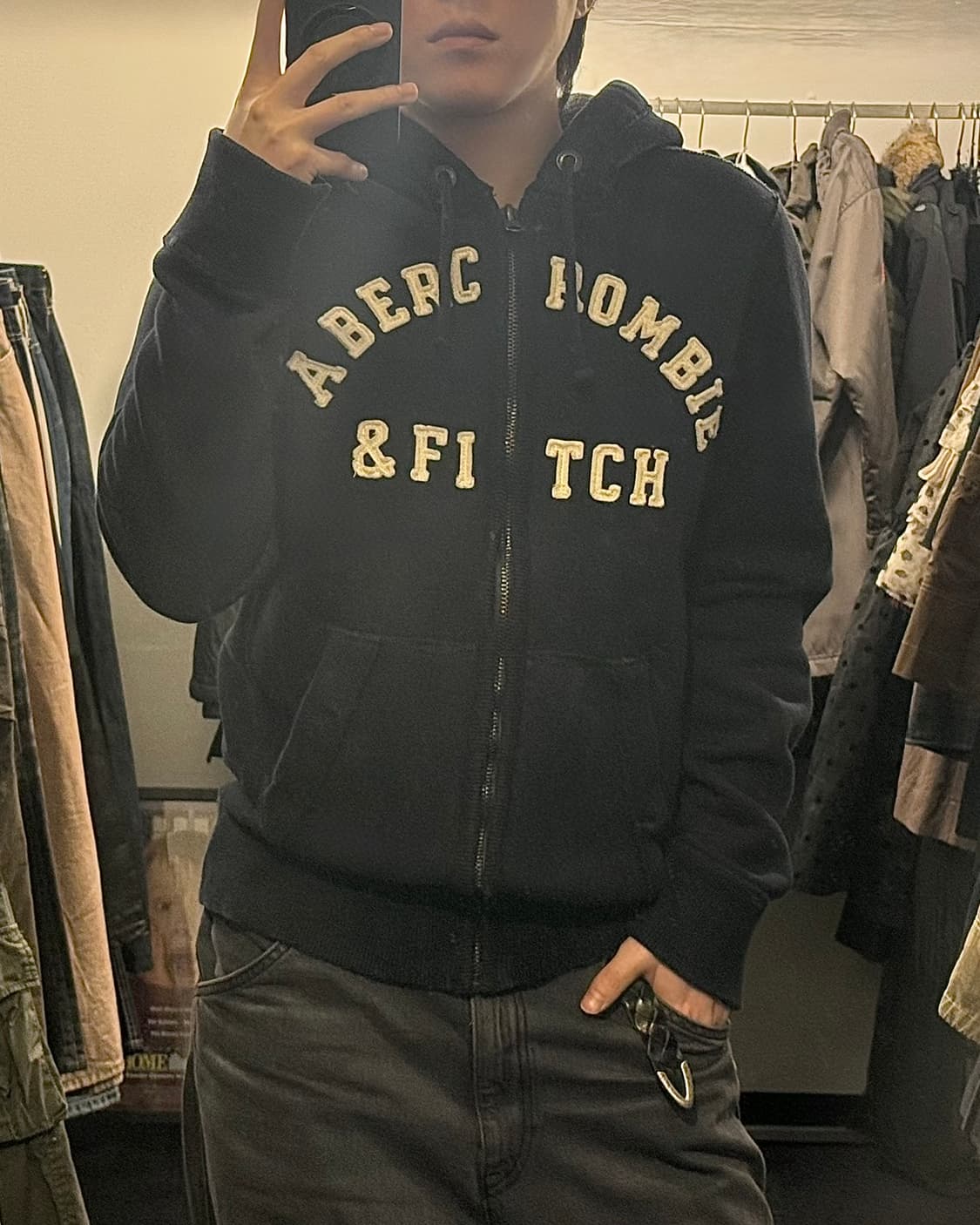 아베크롬비 피치 L 100 정품 후드 집업 남색 네이비 양홍원 울프죠 상품이미지1