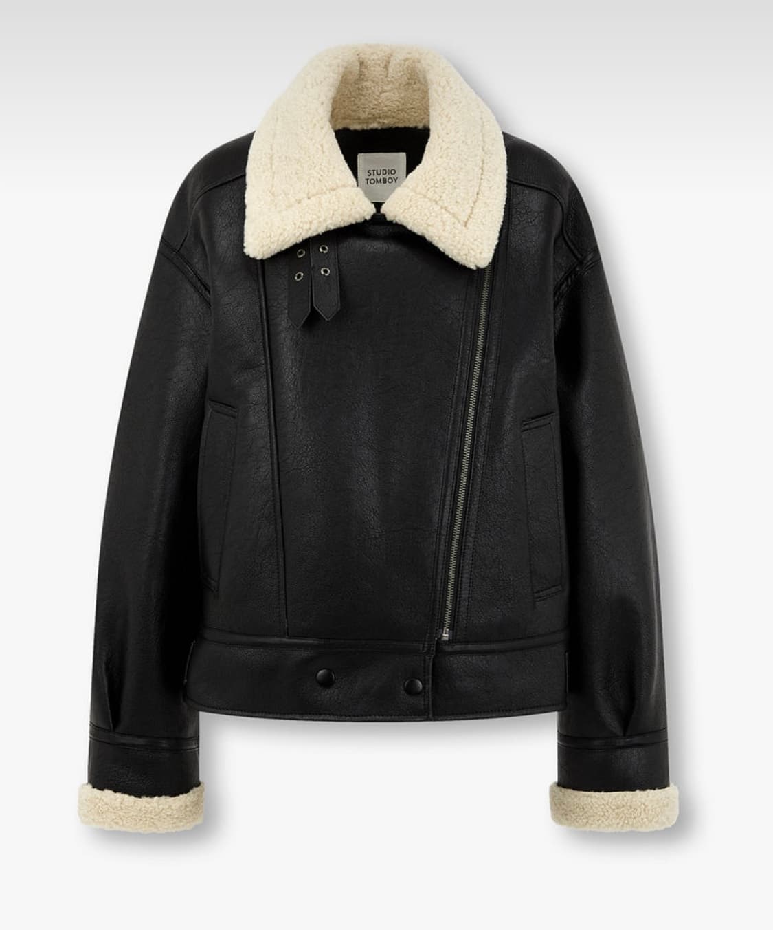 스튜디오 톰보이 배색 라인 신세틱 무스탕 상품이미지1