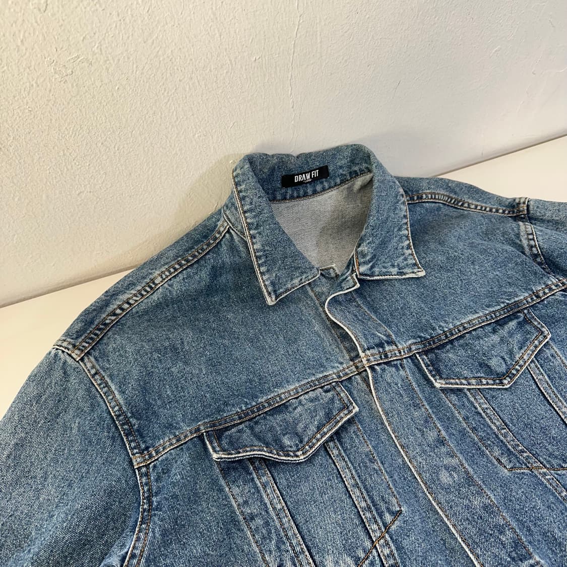 L 드로우핏 히든버튼 빈티지워시드 데님자켓 청자켓 상품이미지3