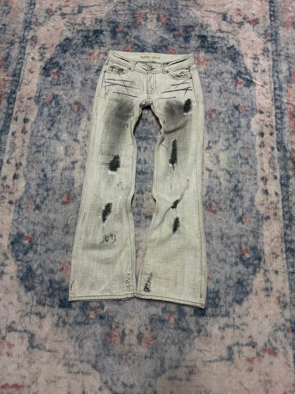 Agate white distressed boot cut denim pa 상품이미지1