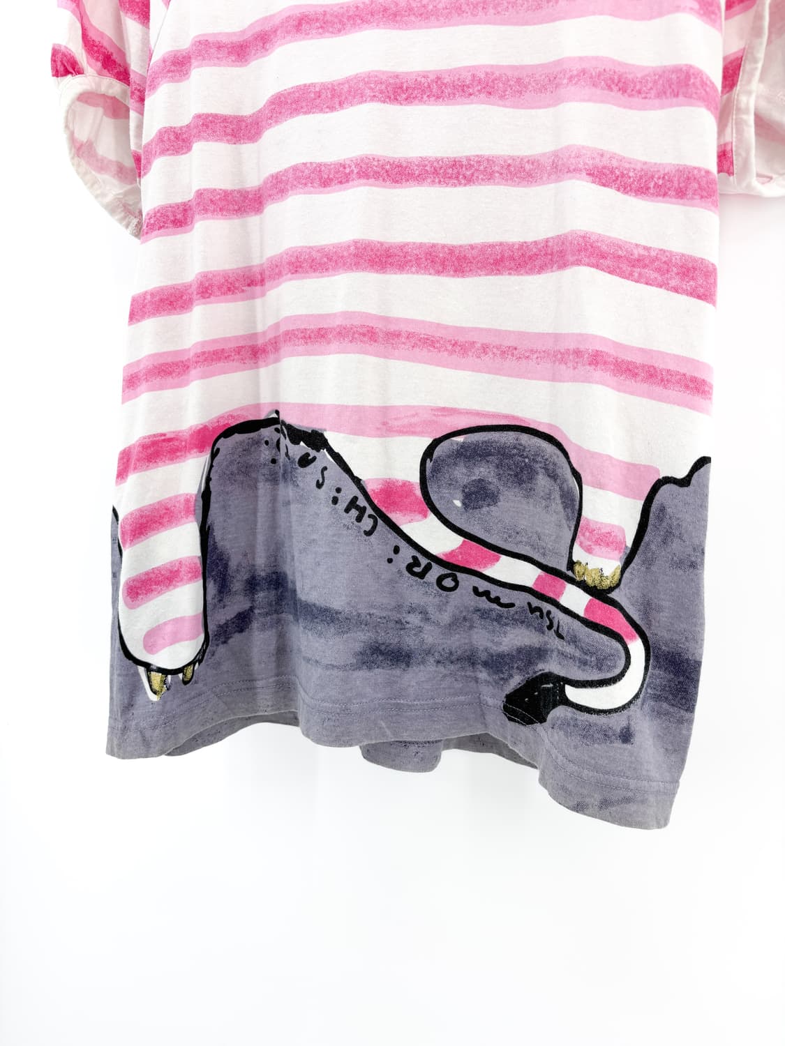 츠모리치사토 스트라이프 퍼프 소매 반팔티셔츠 상품이미지7