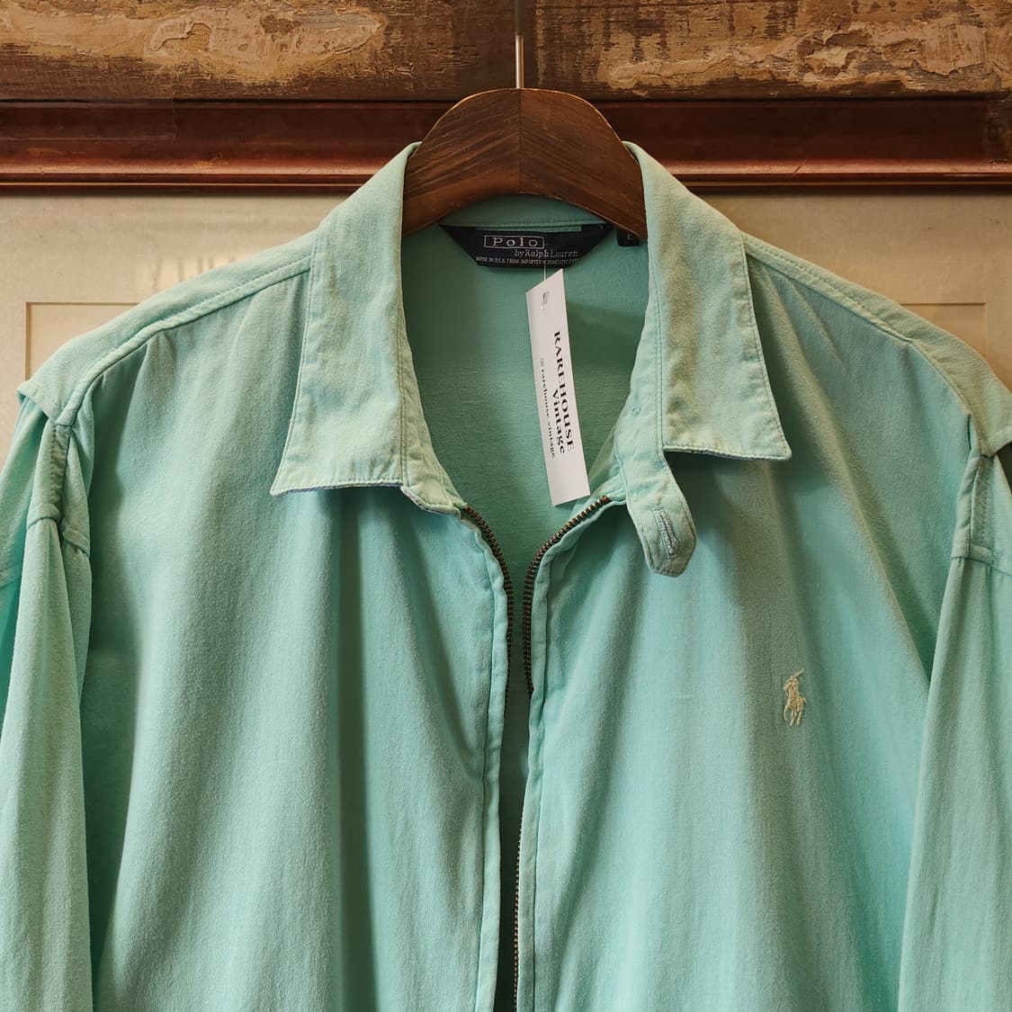 90s 폴로 스윙톱 자켓 스포츠자켓 usa 메이드 썸머코튼 민트색 L 상품이미지5