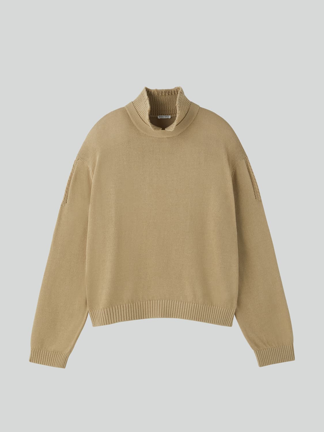 렉토 26SS 와플 카라 니트 베이지 카키 상품이미지4