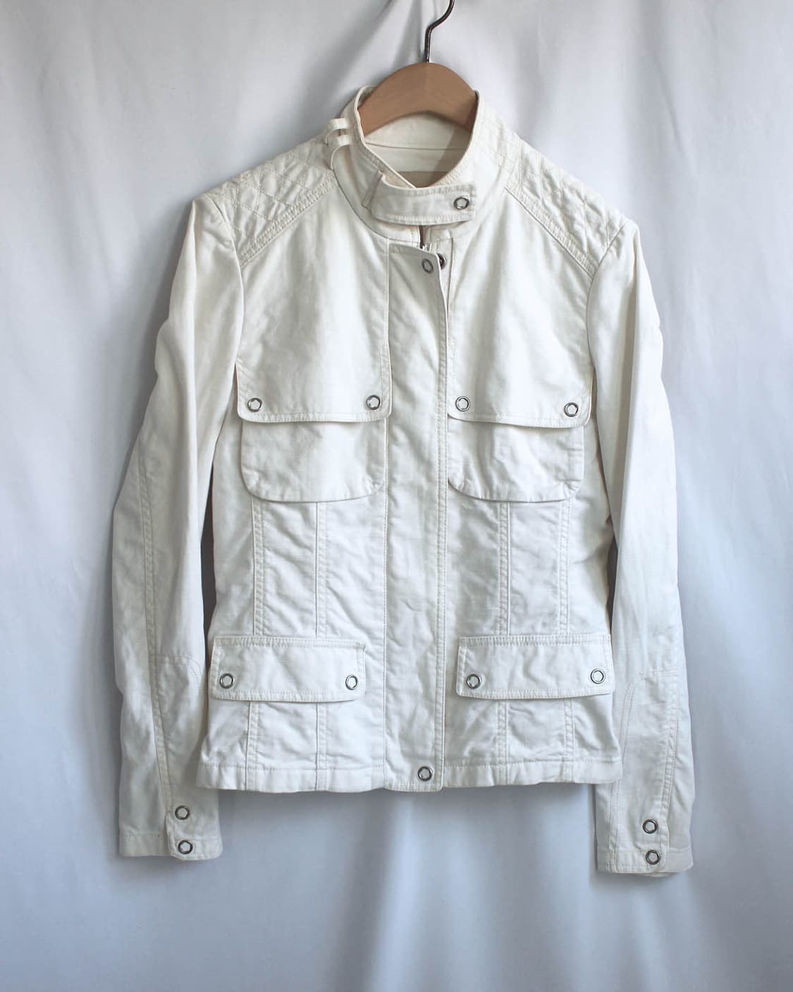 White-ivory biker panel cotton jacket 상품이미지2