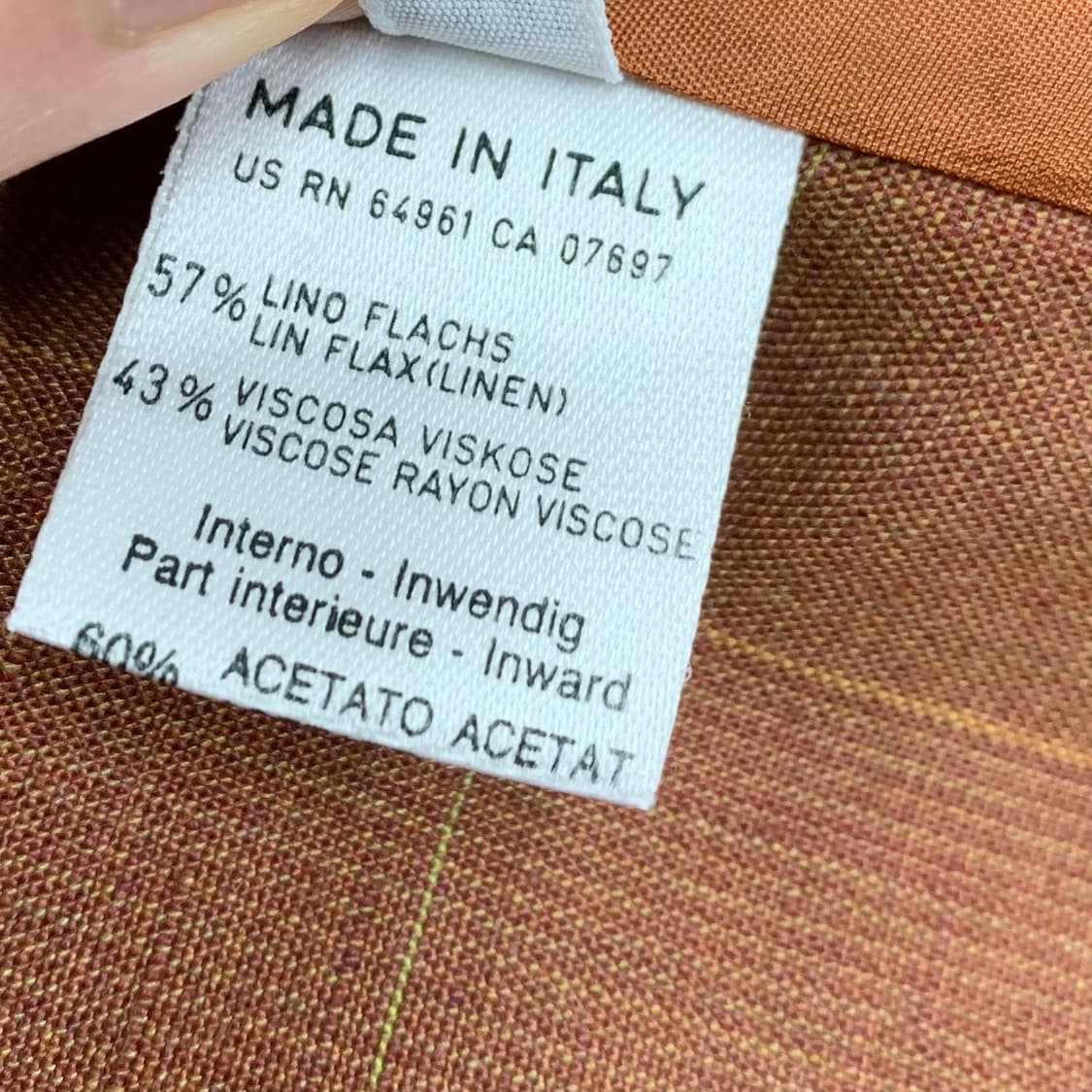 베네통 90s 이태리산 린넨 체크 블레이져 자켓 상품이미지9