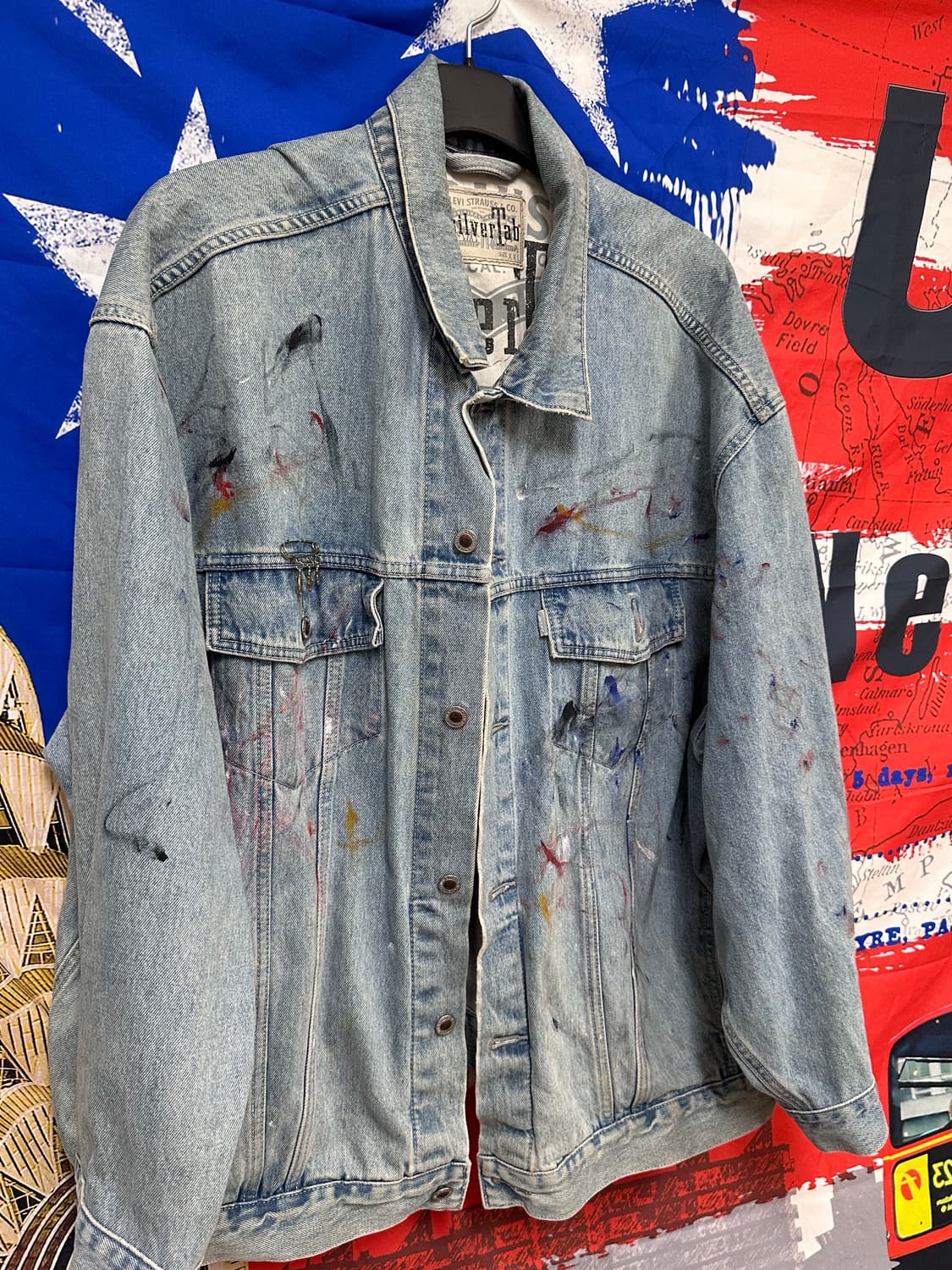 리바이스 실버탭 커스텀페인팅 오버핏 청자켓 XXL110 상품이미지3