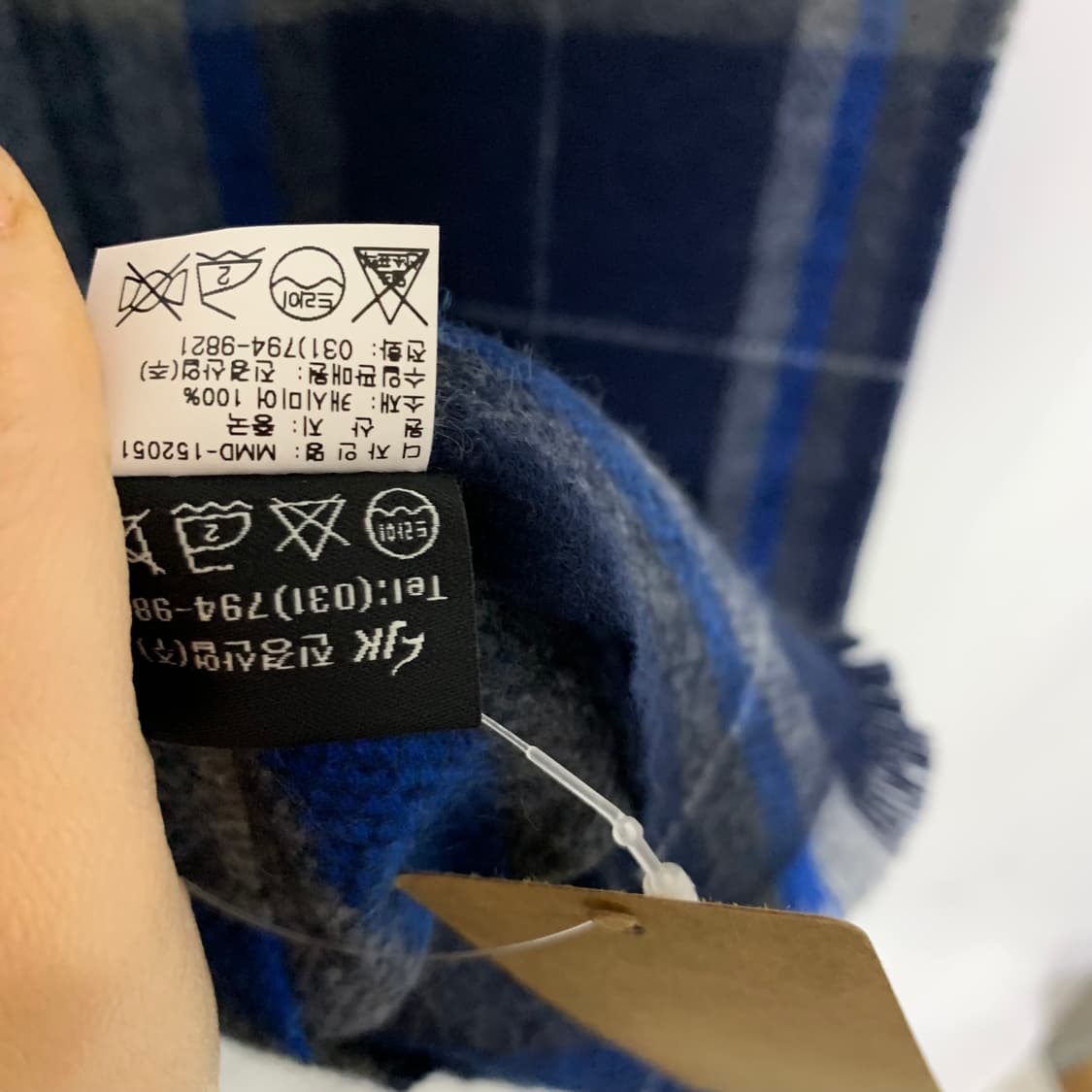 메트로시티 빈티지 캐시미어 100 체크 목도리 머플러 네이비/블루 상품이미지6