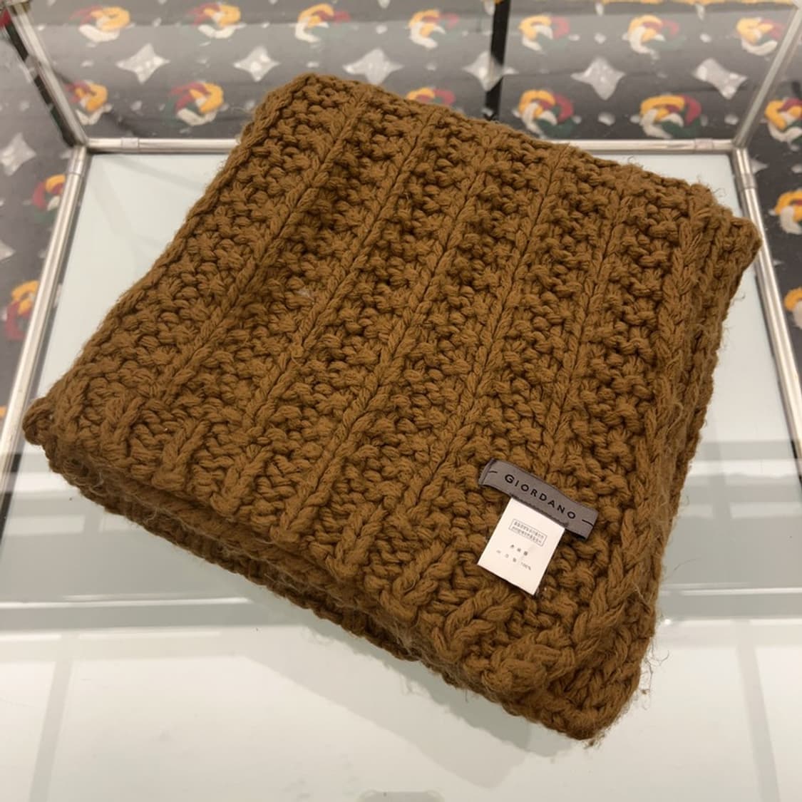 지오다노 빈티지 폭닥 브라운 뜨개 니트 목도리 C08237 상품이미지3
