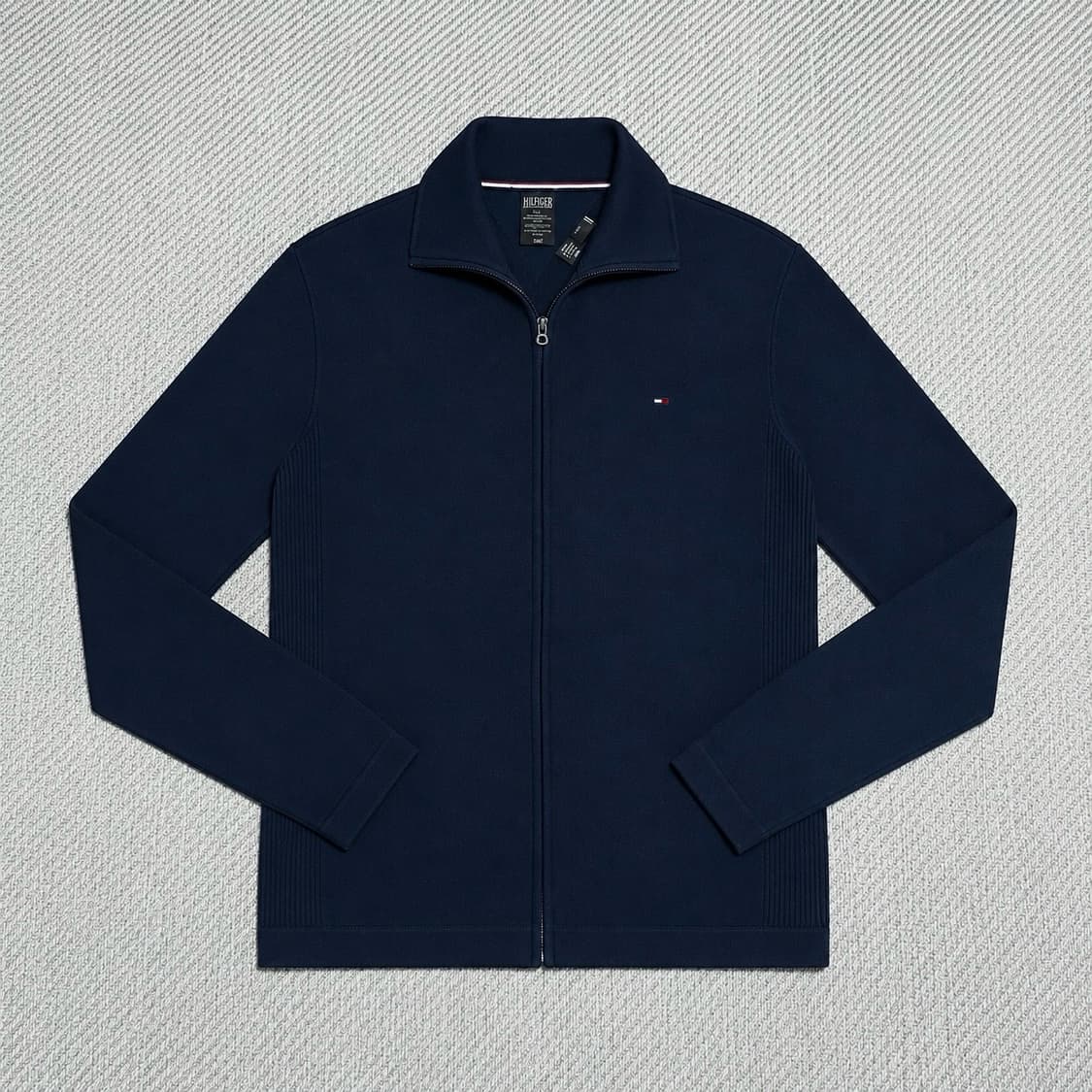 [L] Tommy 타미힐피거 네이비 슬림핏 코튼 니트 집업 상품이미지1