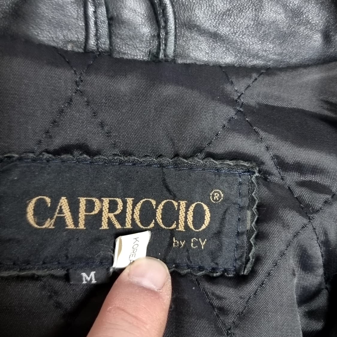 80년대 한국제 CAPRICCIO 블랙 가죽 라이더 자켓(100)80년대 상품이미지3