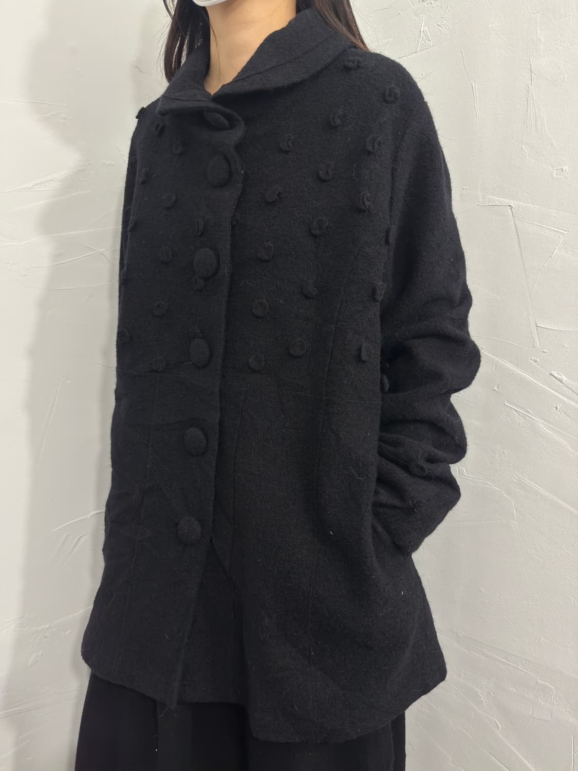 acheter dot design button wool coat 상품이미지6