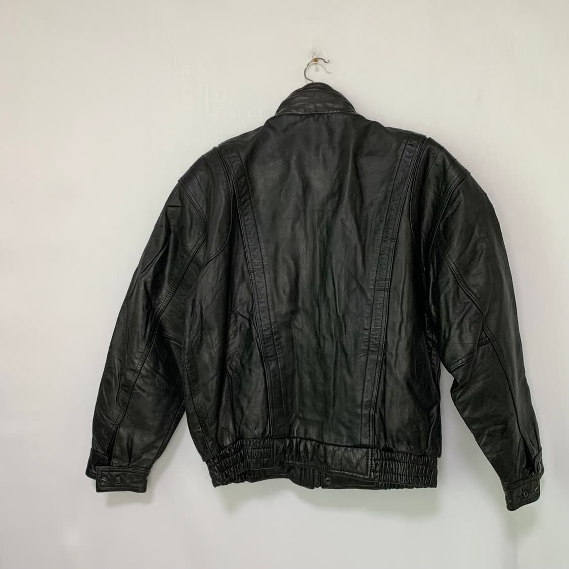 빈티지 블랙 리얼레더 하이넥 소가죽 오버핏 블루종 봄버 자켓 상품이미지6