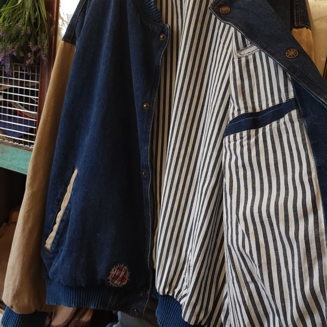 90s 빈티지 데님 바시티 자켓 컨트리 체크 패치워크 빅사이즈 3XL 상품이미지9