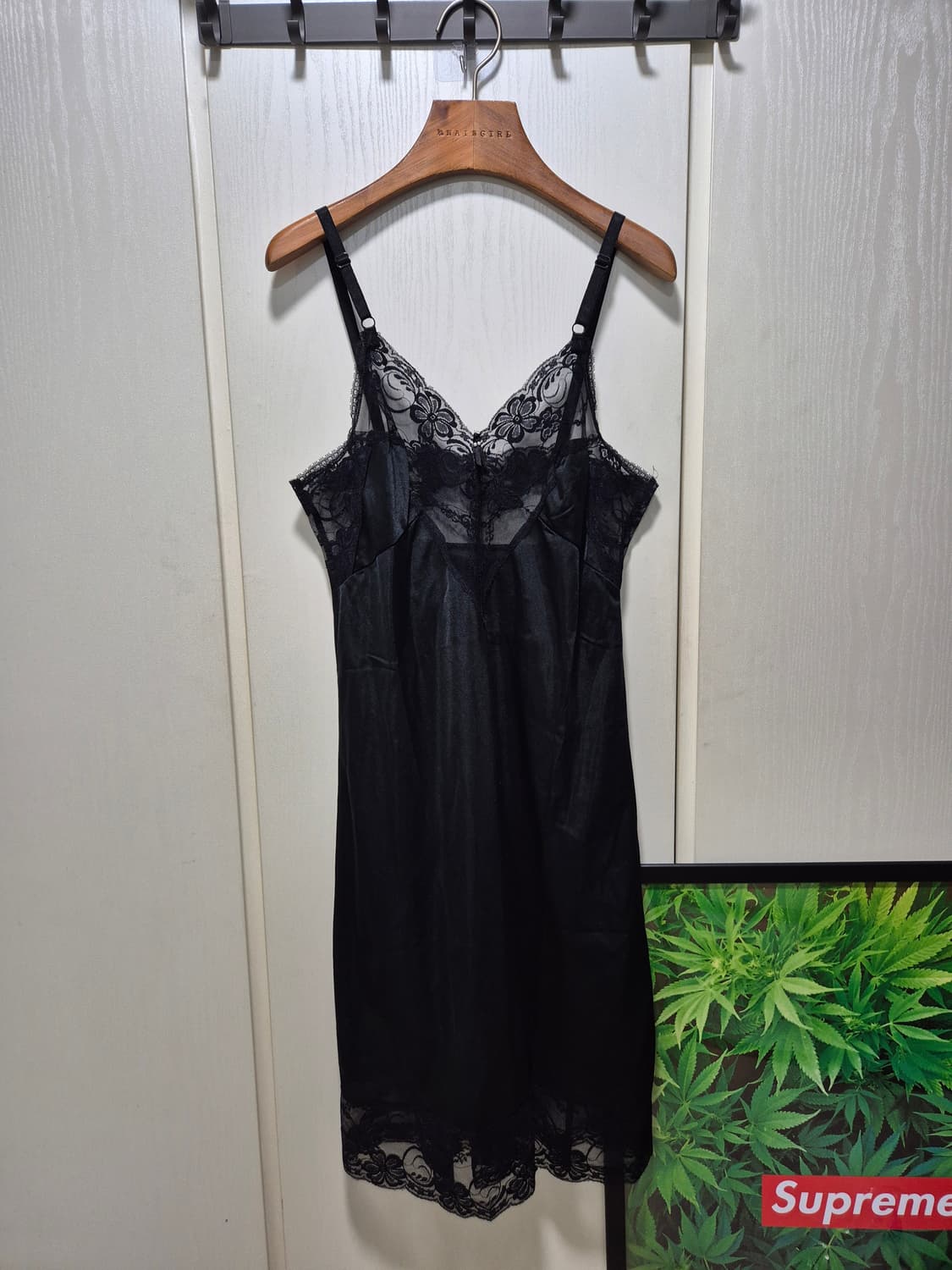 (세일)JPN VTG. 레이스 슬립 블랙. 뒷슬릿 상품이미지1