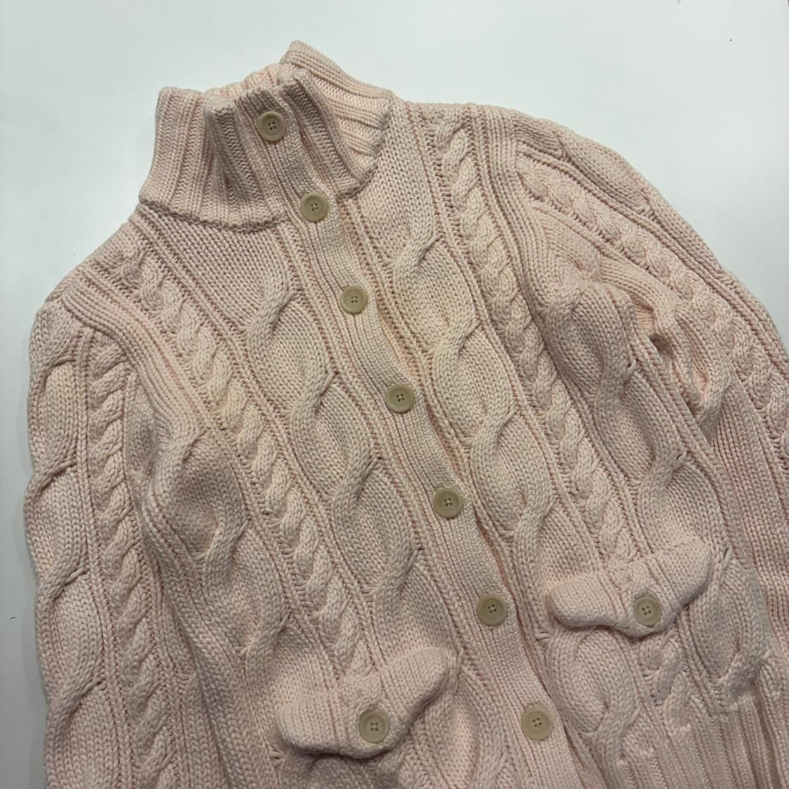 [S] 폴로랄프로렌  코튼 케이블 니트 가디건 핑크색 C376 상품이미지3