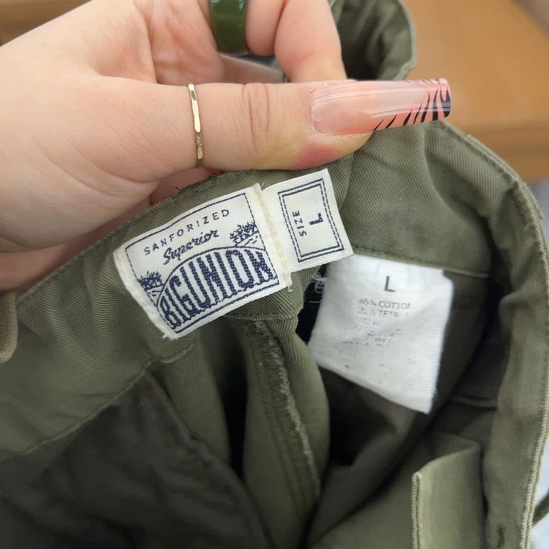 빅유니온 스트릿 힙합 빅사이즈 말차카키 카고팬츠 L C08192 상품이미지5