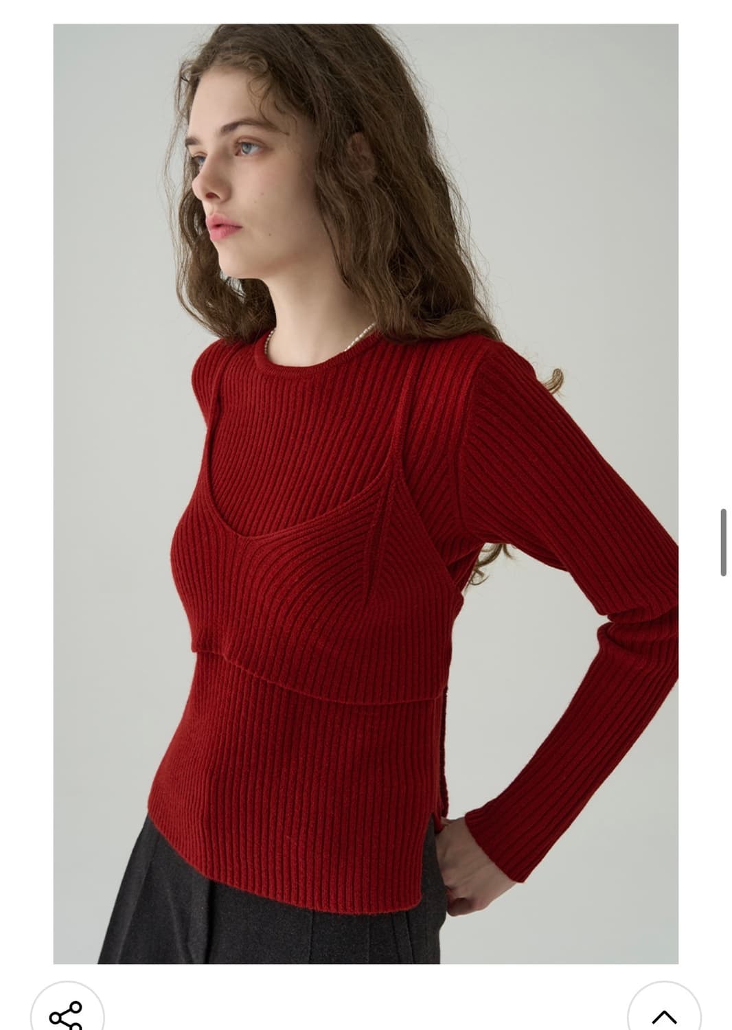 (새상품)(S) 드로우핏 우먼 노티드 레이어드 뷔스티에 니트 [RED] 상품이미지6