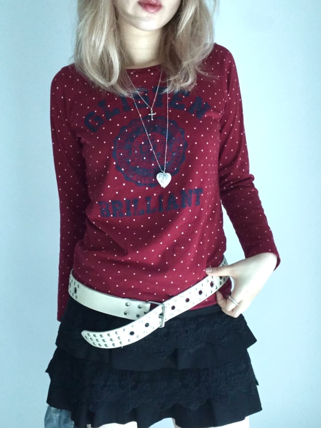 jpn vintage red dot lettering long sleev 상품이미지2