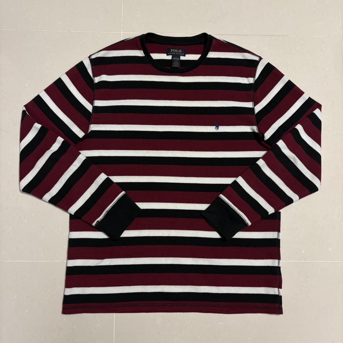 정품 폴로 랄프로렌 와플 니트 단가라 스트라이프 롱슬리브 상품이미지2