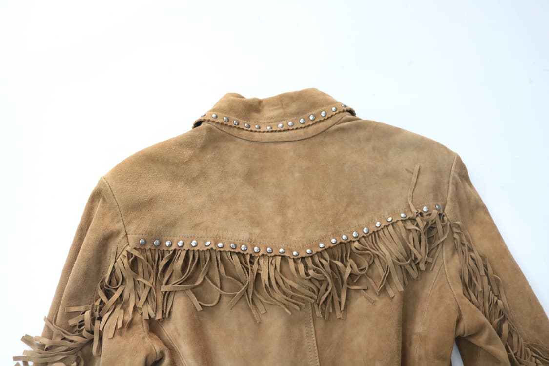 DIESEL 디젤 웨스턴 스터드 프링지 스웨이드 레더 자켓 (S) 상품이미지8