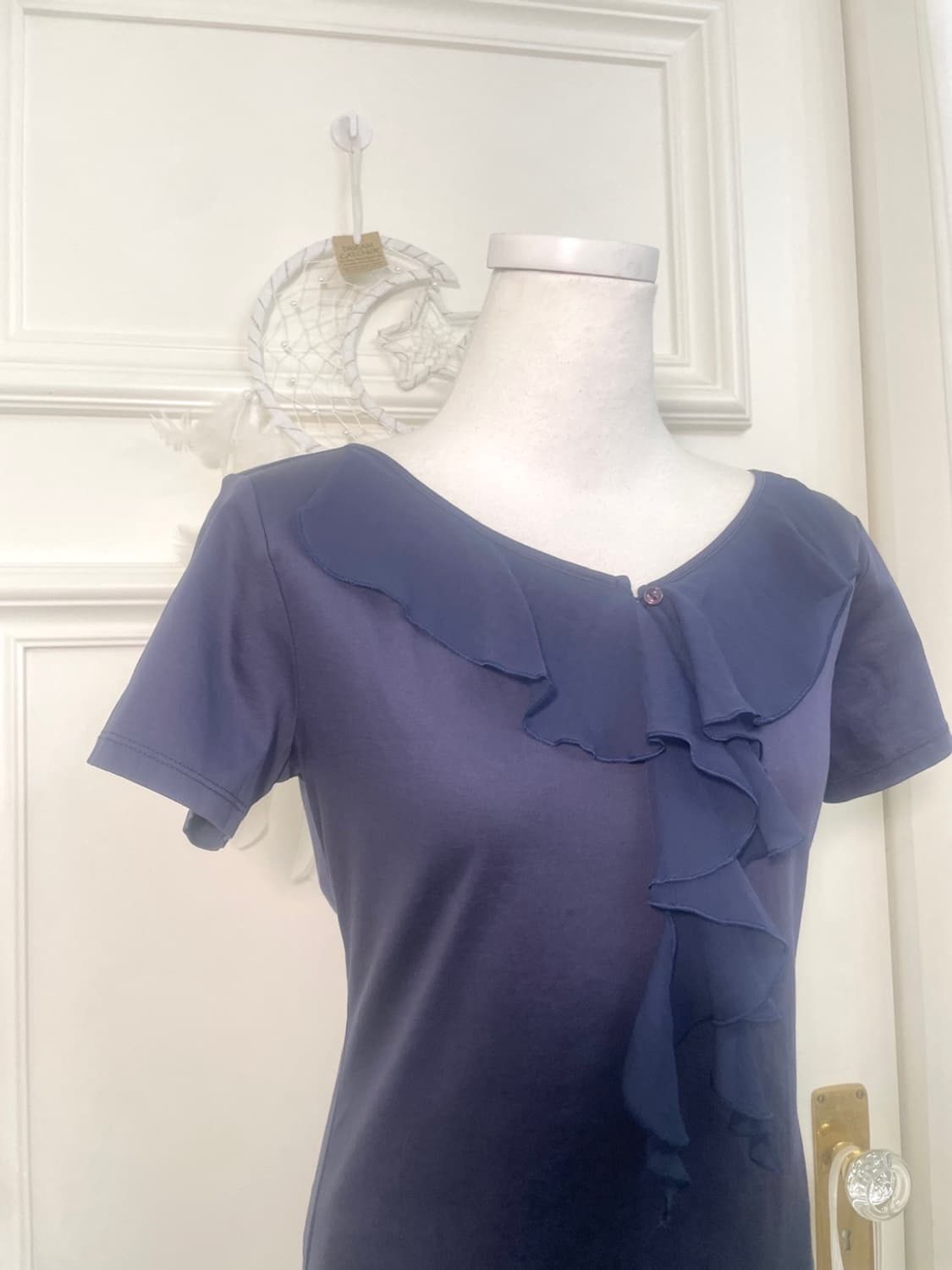navy ruffle point summer half top 상품이미지7