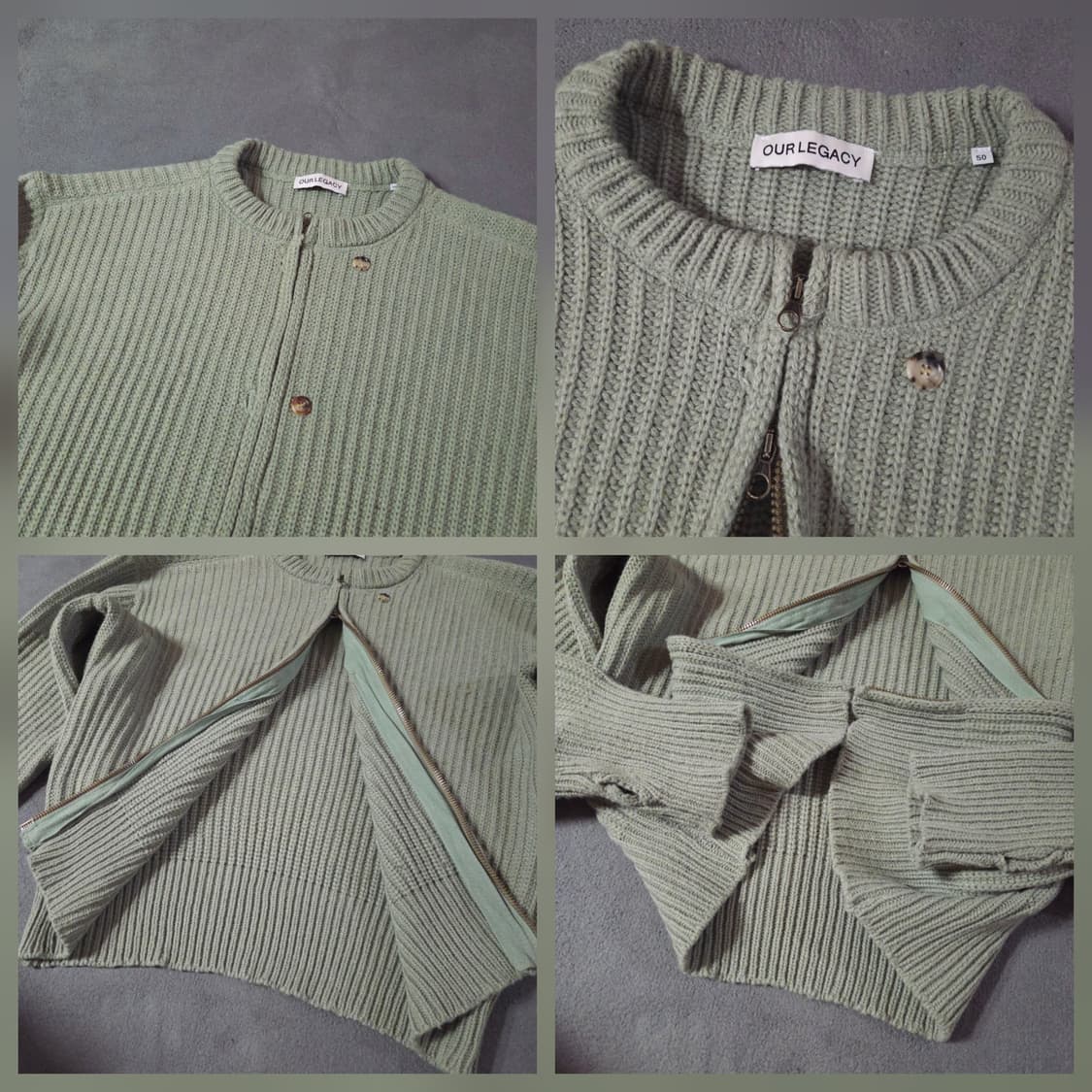 아워레가시 집업 랩 가디건 리파인드그린 쿼티디안 울 50 상품이미지5