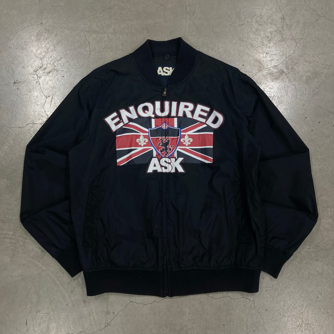 ASK 블랙 컬러  y2k 유니언 잭 빅로고 자켓 상품이미지1