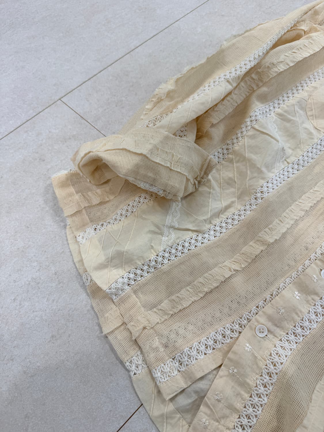 Harago 하라고 레이스 패치 셔츠 M 상품이미지6