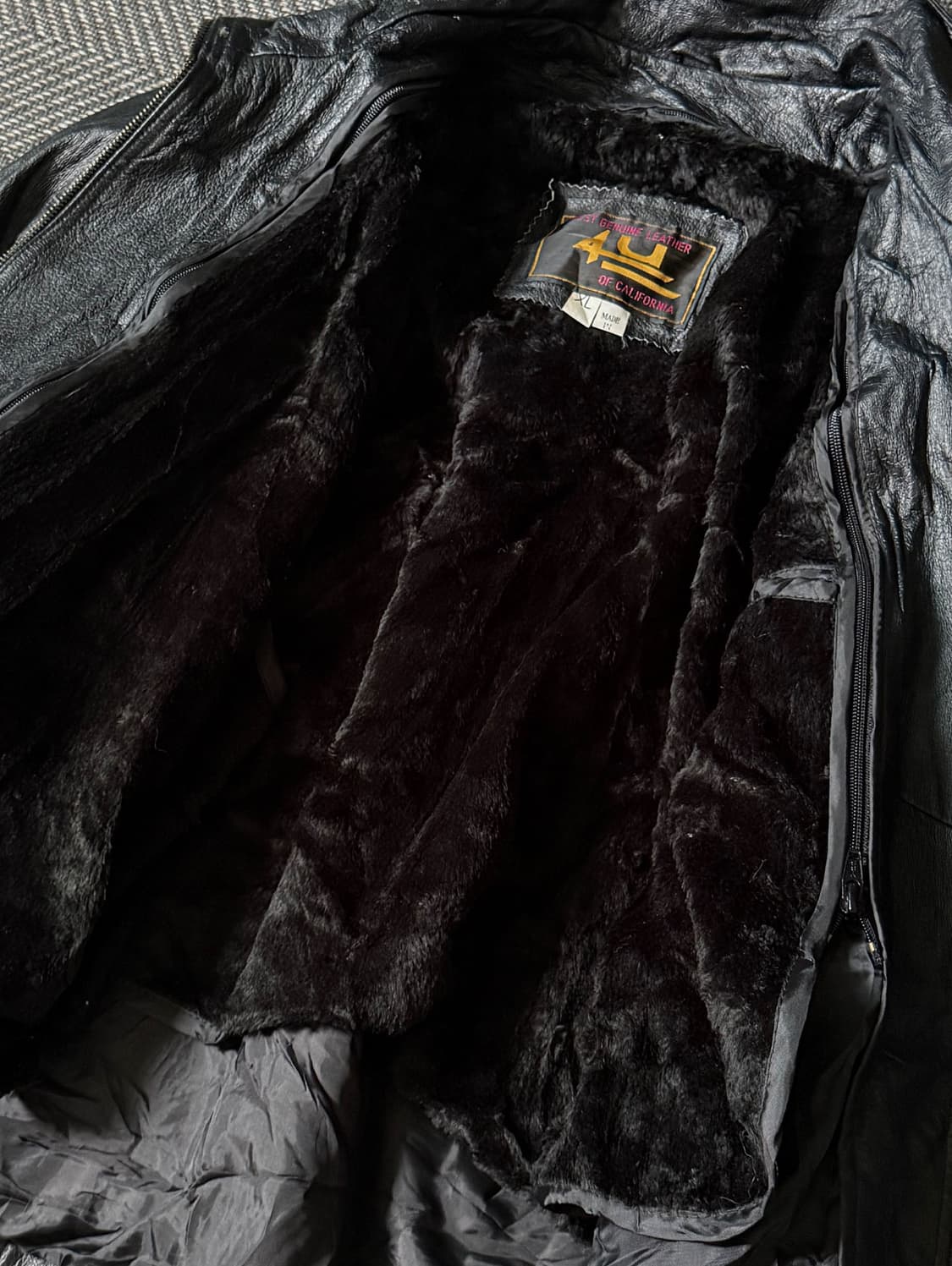 90s 4U 블랙 레이어드 패널 빈티지 소가죽 자켓 (105-110) 상품이미지5