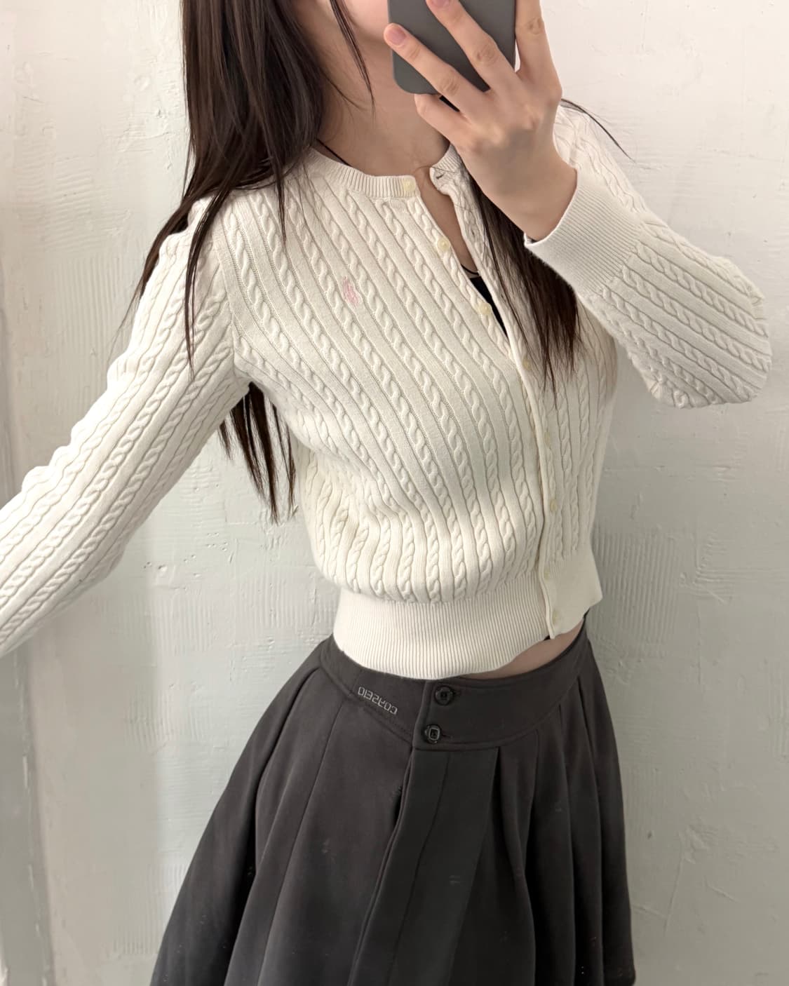 Polo 폴로 랄프로렌 QR 신형 아이보리 컬러 걸즈 케이블 가디건 상품이미지7