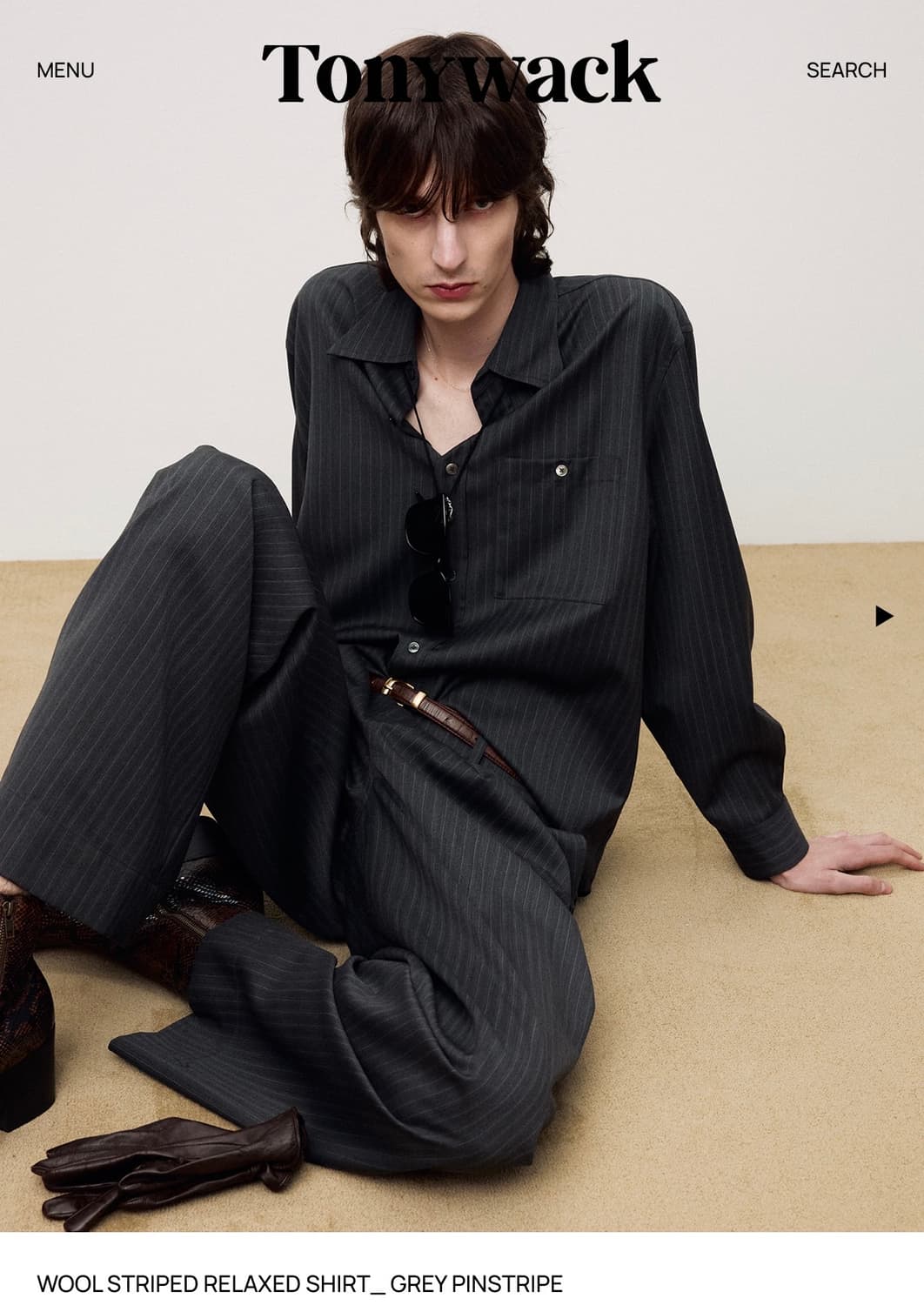 토니웩 스트라이프 셔츠 그레이 핀스트라이프 XL tonywack 상품이미지1