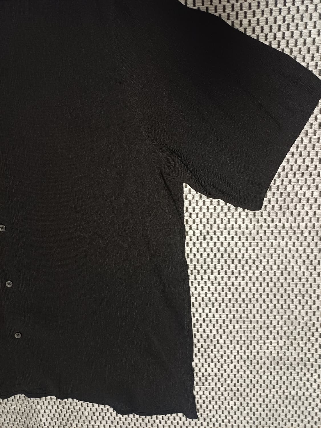 [L] 자라(ZARA) 남성 릴랙스핏 오픈칼라 반팔 셔츠 블랙 상품이미지5