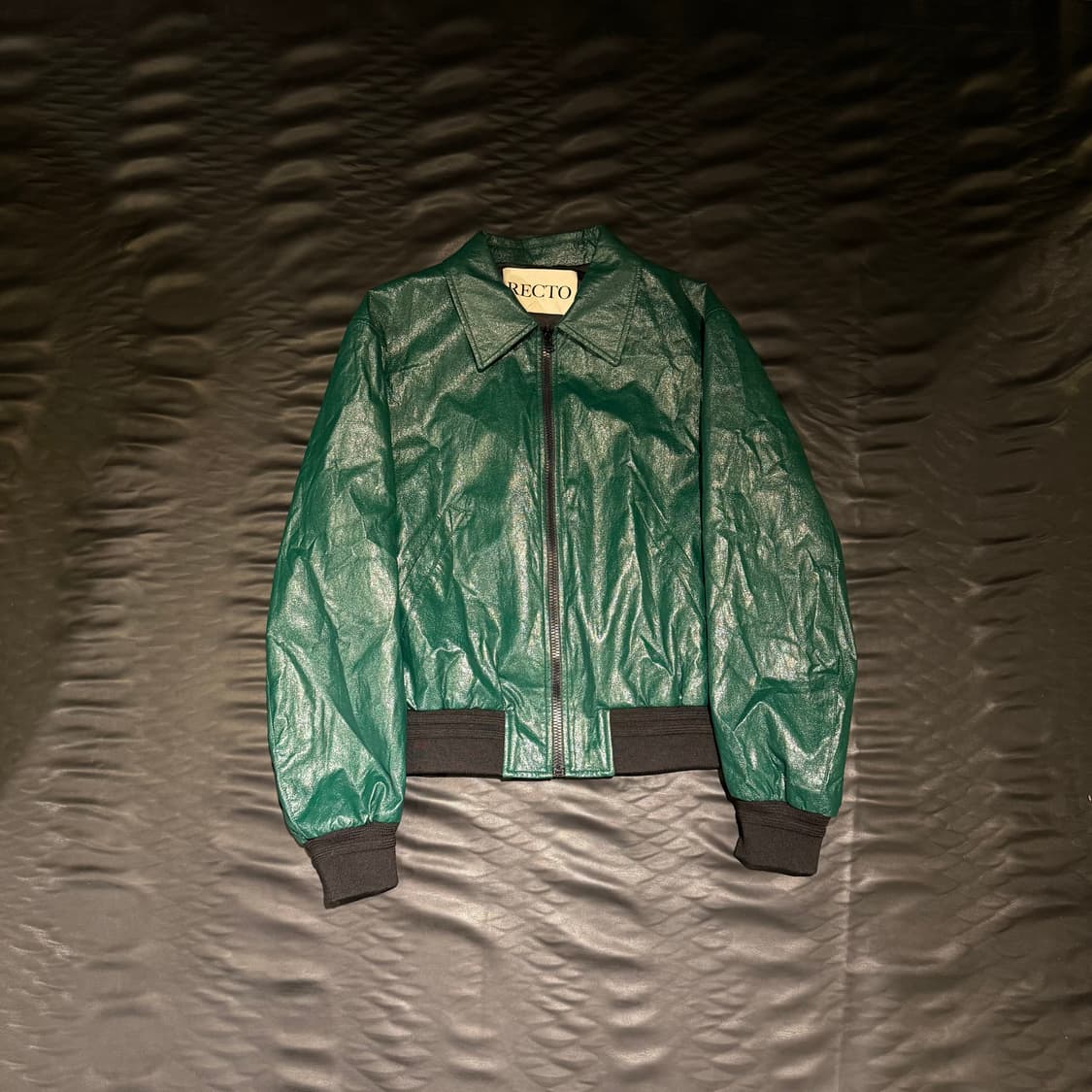 렉토 비건 레더 자켓 딥 그린 상품이미지1