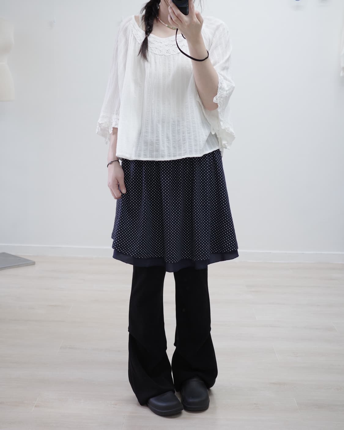 Cute navy banding dot skirt 상품이미지6