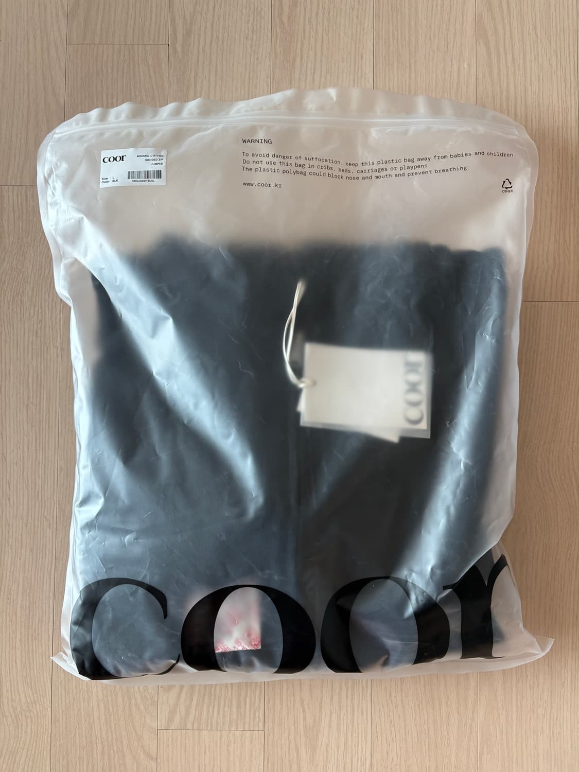 (L) coor 미니멀 코튼 후디드 집 점퍼 블랙  상품이미지3