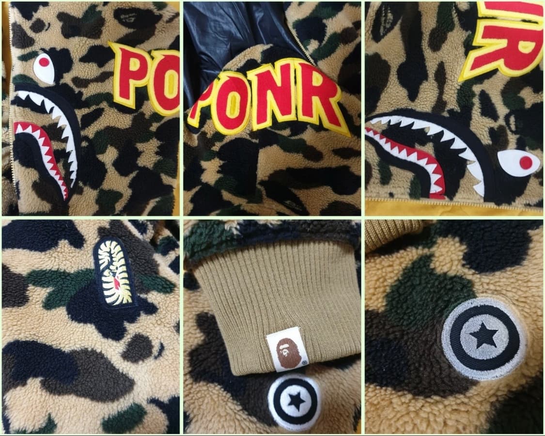 베이프 황계 카모 퍼 디테일 샤크 후드집업 상품이미지5