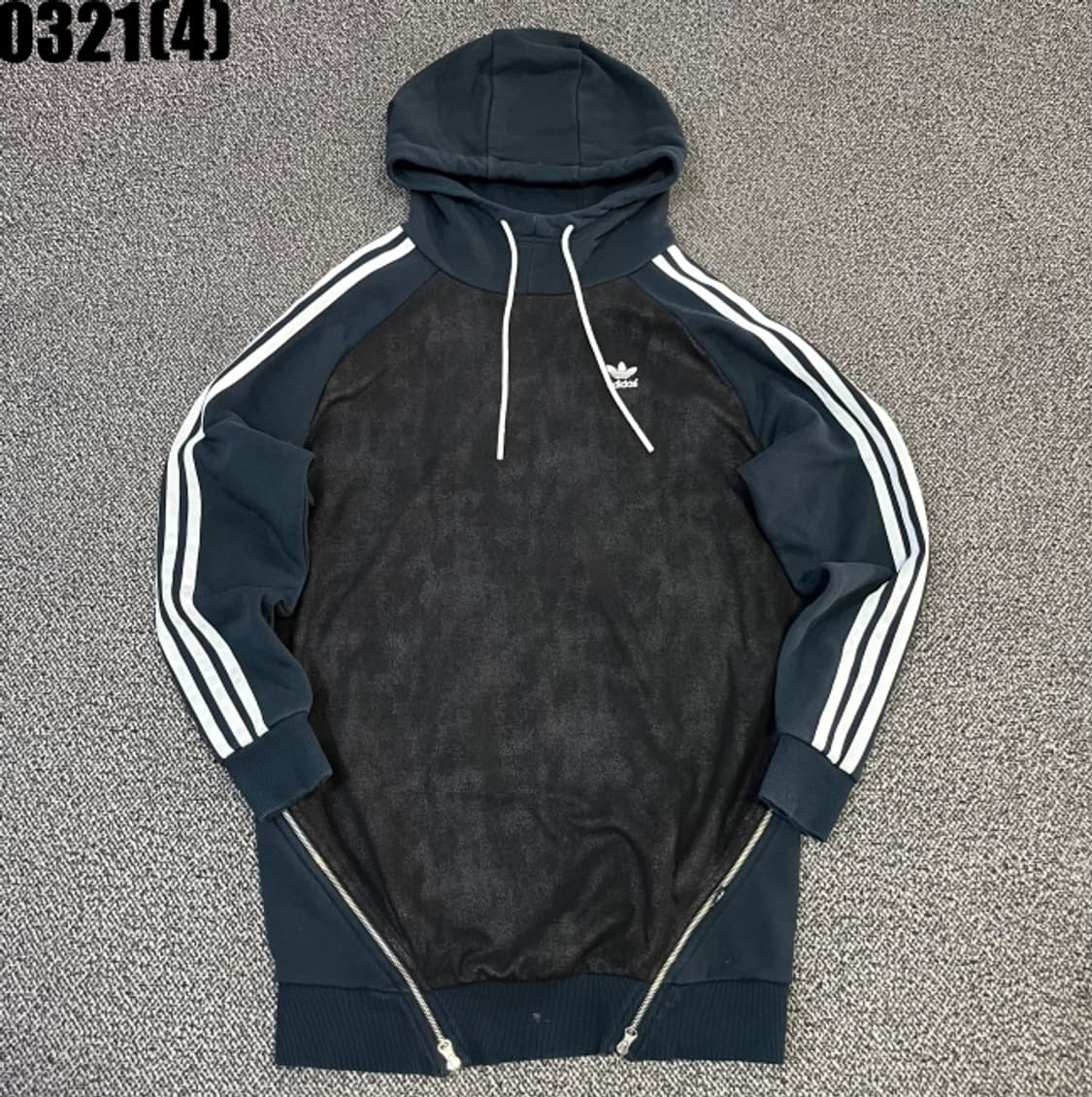 85 아디다스 삼선 후드티 블랙 지퍼 포인트 0321(4) 상품이미지2
