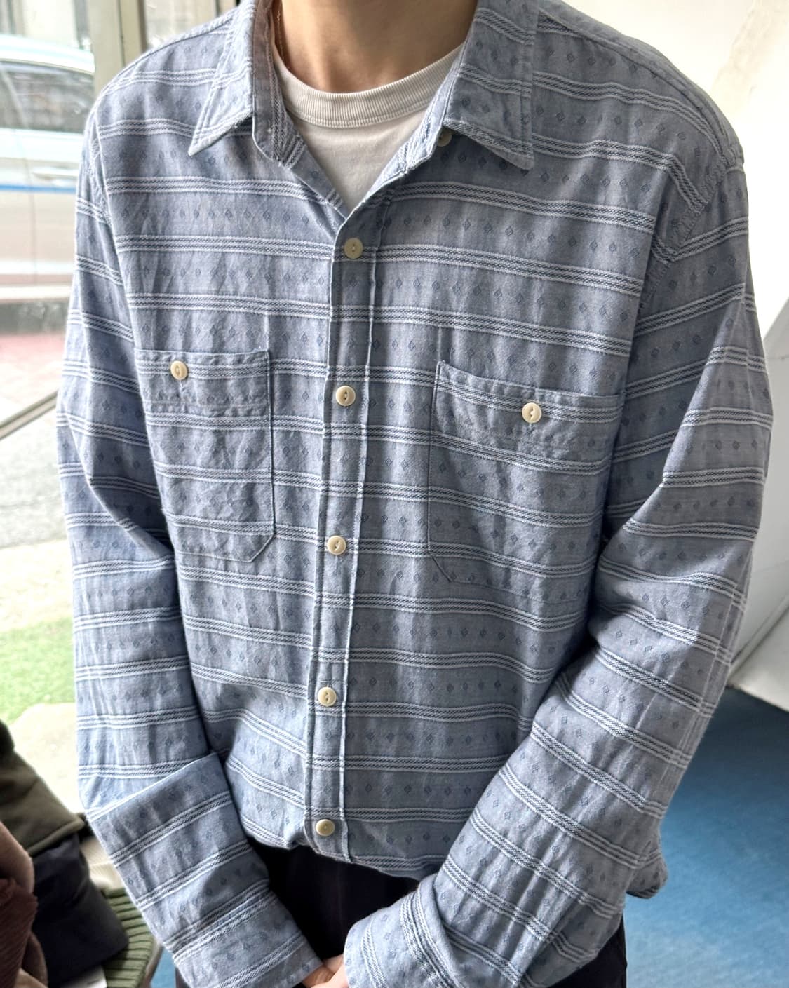 Jacquard design loose work shirt 상품이미지9