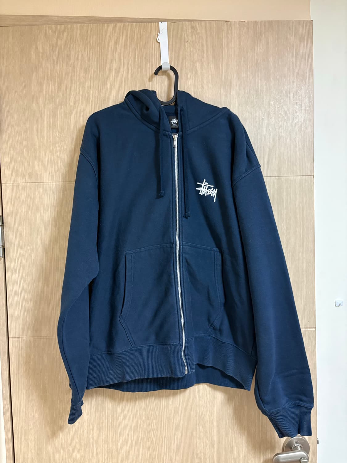 스투시 베이직 기모 후드집업 네이비 L 상품이미지1