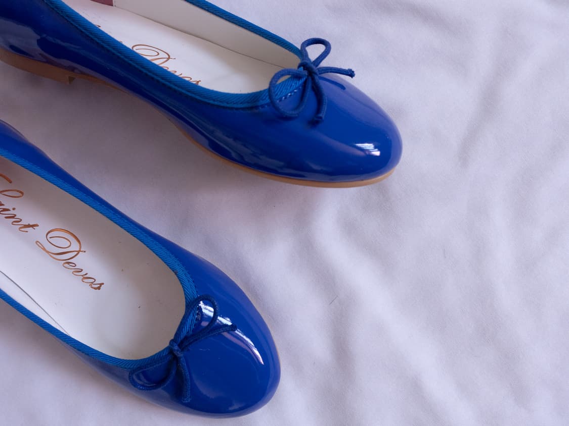 Glossy blue flat shoes 상품이미지3