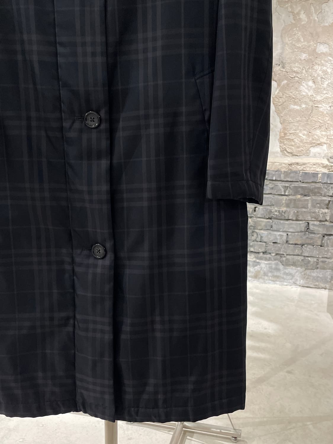 버버리 블랙 노바체크 히든 집업 버튼 폴리에스터 코트 상품이미지5